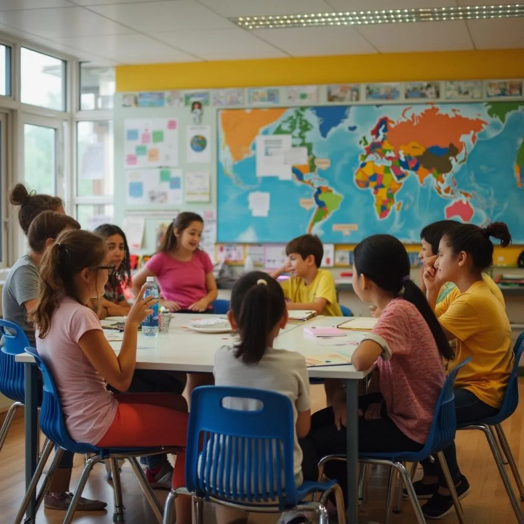 Alunos diversos em aula na ELC